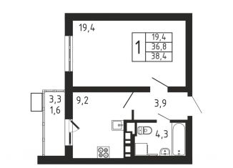 Продается 1-комнатная квартира, 38.4 м2, деревня Пирогово