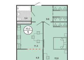 Продается однокомнатная квартира, 45 м2, Георгиевск