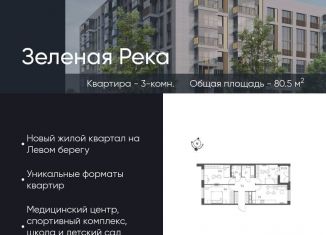 Продажа трехкомнатной квартиры, 80.5 м2, Омск, микрорайон Зелёная Река, 13