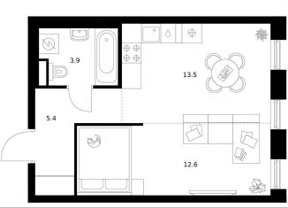 Продам 1-ком. квартиру, 35.4 м2, Москва, жилой комплекс Москворечье, 1.3, метро Кантемировская