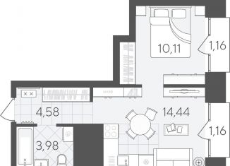 Продается 1-ком. квартира, 35.4 м2, Тюмень, Калининский округ, Краснооктябрьская улица, 4Ак1