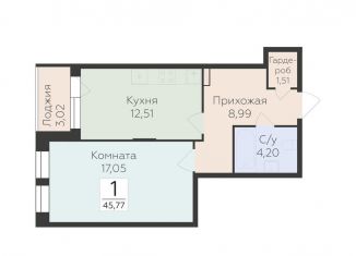 Продаю 1-ком. квартиру, 45.8 м2, Воронеж, улица 45-й Стрелковой Дивизии, 259/27, Коминтерновский район