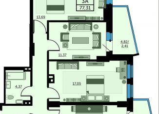 Продаю трехкомнатную квартиру, 76.6 м2, Ростов-на-Дону, улица Ларина, 45к8, ЖК Сердце Ростова 2