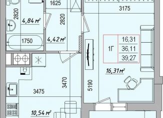 Продам 1-ком. квартиру, 39.3 м2, Белгород