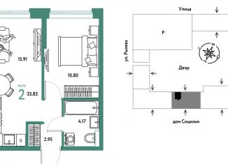 Продажа 2-ком. квартиры, 33.8 м2, Тюмень, Калининский округ