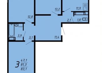 Продаю 3-комнатную квартиру, 82.9 м2, Воронеж, улица Загоровского, 9/2