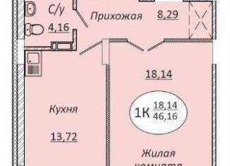 Продам 1-комнатную квартиру, 46.2 м2, Новосибирск, 2-я Воинская улица, 51, метро Золотая Нива