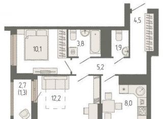 Продается двухкомнатная квартира, 47.4 м2, Екатеринбург, Верх-Исетский район