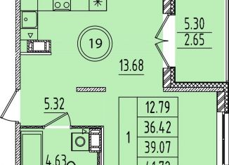 Продам 1-ком. квартиру, 39 м2, посёлок Шушары