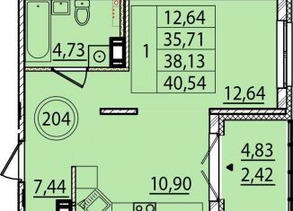 Продаю 1-комнатную квартиру, 40.8 м2, Санкт-Петербург