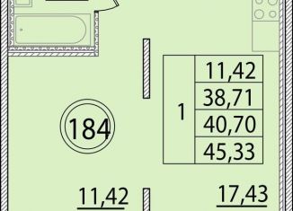 Продаю однокомнатную квартиру, 40.8 м2, посёлок Шушары