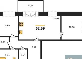 Продаю 2-комнатную квартиру, 62.6 м2, Павловск