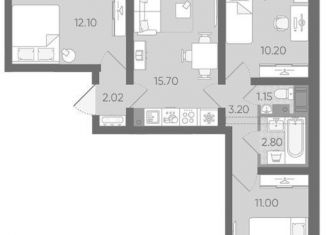 Продажа трехкомнатной квартиры, 58.2 м2, Санкт-Петербург, ЖК Ручьи, Северный проспект, 127к3