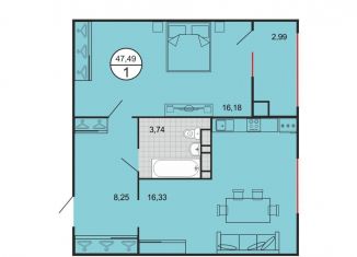 Продается 1-ком. квартира, 47 м2, Ставрополь, микрорайон № 15