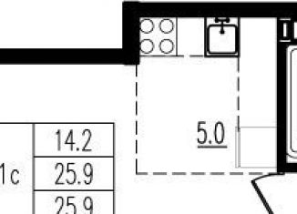 Продаю квартиру студию, 25.7 м2, деревня Пирогово, улица Ильинского, 8