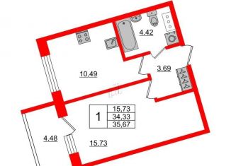 Продается однокомнатная квартира, 35.7 м2, Санкт-Петербург, улица Инструментальщиков, 18