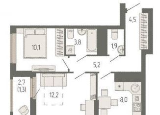 Продам 2-комнатную квартиру, 47.4 м2, Екатеринбург, Верх-Исетский район, площадь 1905 года