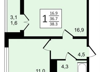 Продажа 1-ком. квартиры, 38.3 м2, Воронеж, улица Загоровского, 9/1, Центральный район