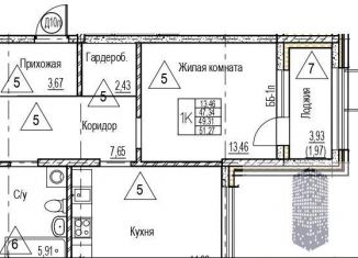 1-ком. квартира на продажу, 49.3 м2, Воронеж, набережная Чуева, 7, Железнодорожный район