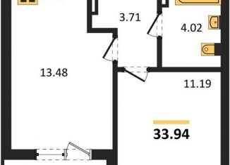 Однокомнатная квартира на продажу, 33.9 м2, Калининград, Ленинградский район