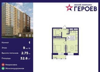 Продам 1-комнатную квартиру, 32.6 м2, Балашиха, микрорайон Центр-2, к407с2