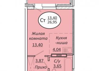 Продам квартиру студию, 26.9 м2, Новосибирск, метро Золотая Нива