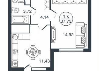 Продается 1-комнатная квартира, 37.7 м2, Тверь