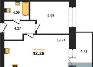 Продам 1-комнатную квартиру, 42.3 м2, Богучар