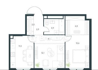 Продается двухкомнатная квартира, 54.4 м2, Москва, станция Нижегородская