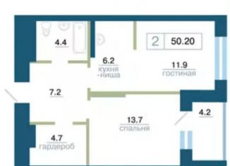 2-ком. квартира на продажу, 50.2 м2, Красноярск, улица Профсоюзов, 2, Железнодорожный район