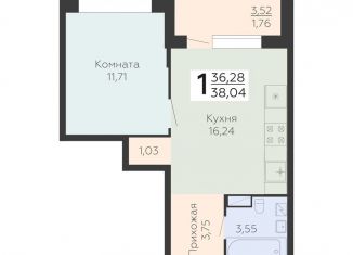 Продаю однокомнатную квартиру, 38 м2, Воронеж, Коминтерновский район