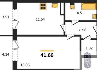 Продам 1-ком. квартиру, 41.7 м2, Воронеж