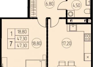 Продажа 1-комнатной квартиры, 47.3 м2, Пушкино