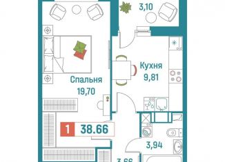 Продается 1-комнатная квартира, 38.7 м2, Ленинградская область