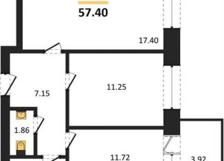 Продается 2-комнатная квартира, 57.4 м2, Павловск