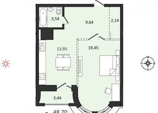 Продам 1-комнатную квартиру, 52.1 м2, Хабаровск, Быстринская улица, 2