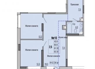 Продаю 3-комнатную квартиру, 63.3 м2, Ижевск, Индустриальный район