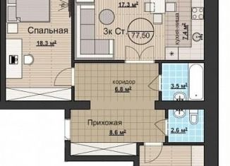 Продаю 3-ком. квартиру, 77.5 м2, посёлок Озёрный, Берёзовая улица, 24