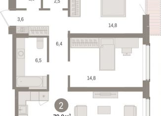 Продается двухкомнатная квартира, 78.9 м2, Новосибирск, улица Аэропорт, 88, ЖК Авиатор