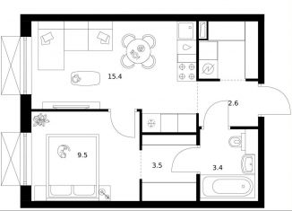 Продажа 1-комнатной квартиры, 37.5 м2, Москва, жилой комплекс 2-й Иртышский, 1.3, станция Бульвар Рокоссовского