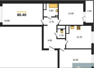 Трехкомнатная квартира на продажу, 80.4 м2, Воронеж, улица Шишкова, 140Б/6