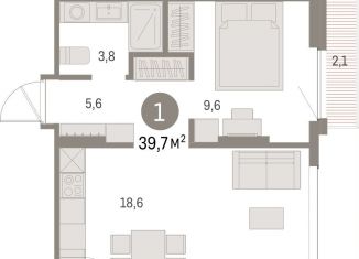 Продаю 1-комнатную квартиру, 39.7 м2, Свердловская область