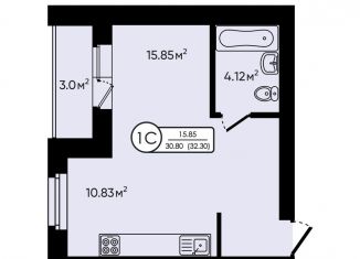 Продается квартира студия, 32.3 м2, деревня Мостец