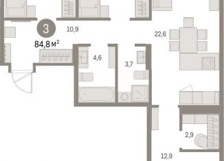 Продаю 3-комнатную квартиру, 84.8 м2, Екатеринбург, метро Чкаловская