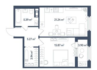 Продажа 1-ком. квартиры, 53.7 м2, Санкт-Петербург, Московский район