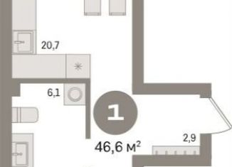 Продается однокомнатная квартира, 46.6 м2, Новосибирск, метро Заельцовская, улица Аэропорт, 88