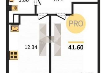 Продам 1-ком. квартиру, 41.6 м2, Казань, улица Мансура Хасанова, 13А, ЖК Мечта