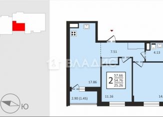 Продажа 2-ком. квартиры, 56.2 м2, Владимирская область