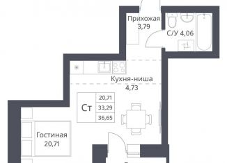 Продается квартира студия, 33.3 м2, Новосибирск, Калининский район, Игарская улица, 40/2