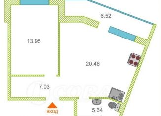 Продается однокомнатная квартира, 47.3 м2, Тюмень, улица Новосёлов, 113, ЖК Москва